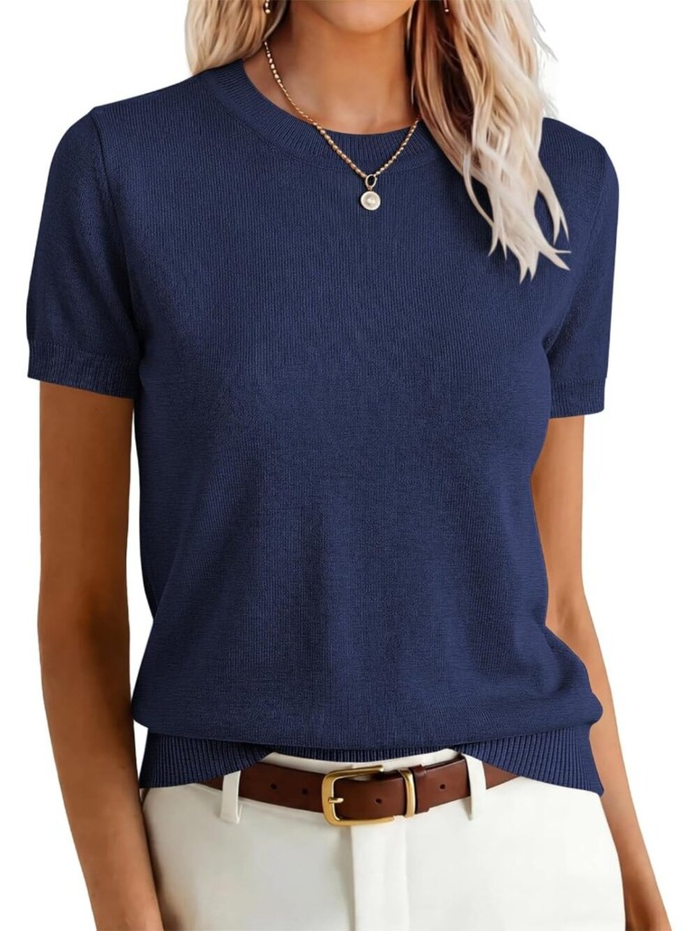 Cozy Women's Short Sleeve Wool Blend Sweater - Perfect for Layering & Style